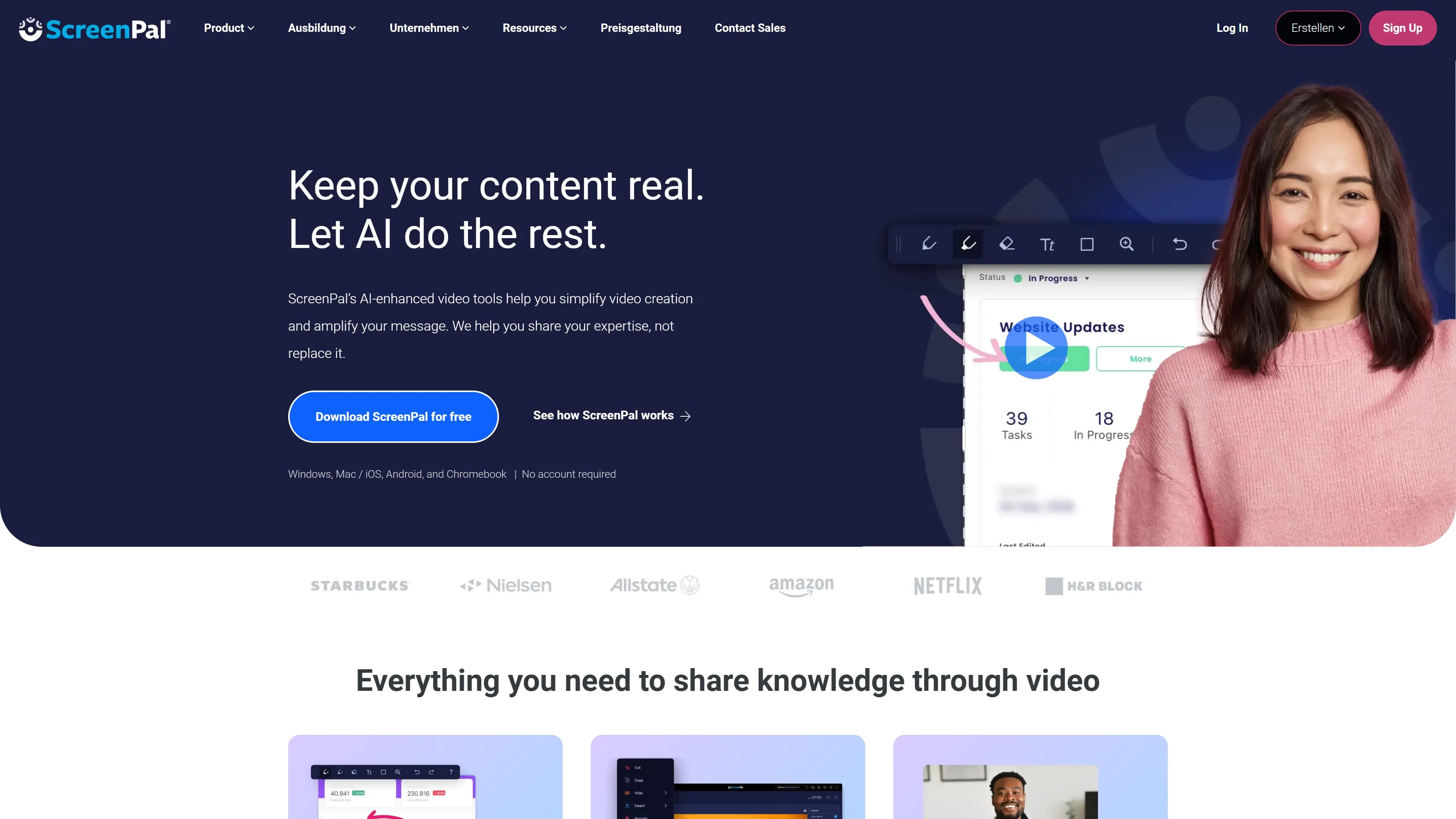 ScreenPal video showing watermark on free tier